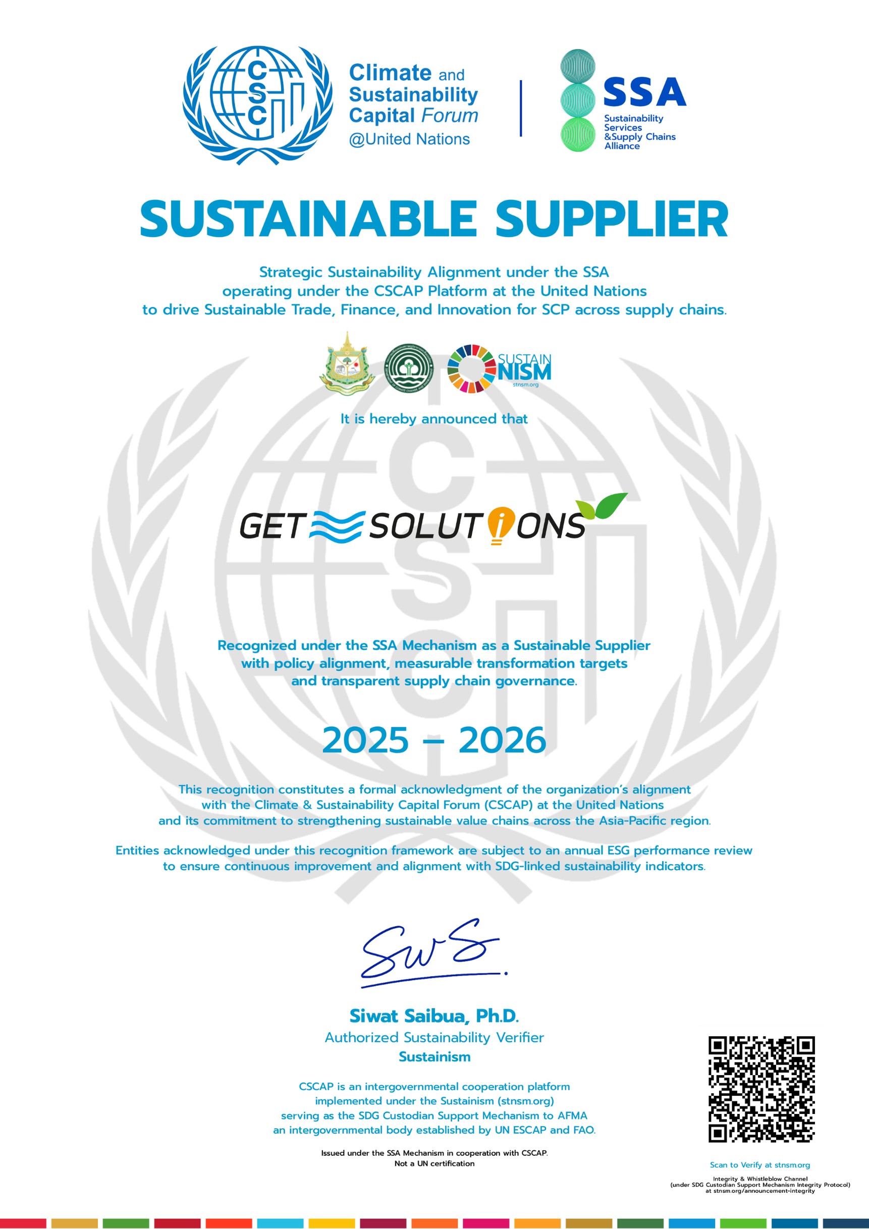 GET Solutions Sustainable Supplier Recognition 2025-2026